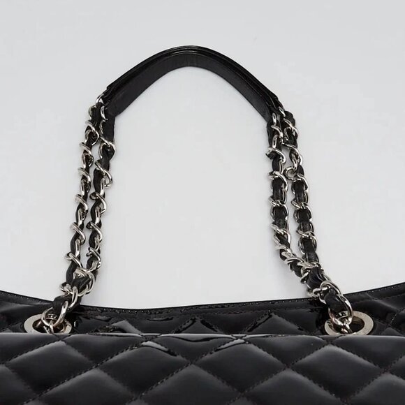 Chanel Black Quilted Patent Leather Front Pocket Large Tote Bag - Picture 8 of 11